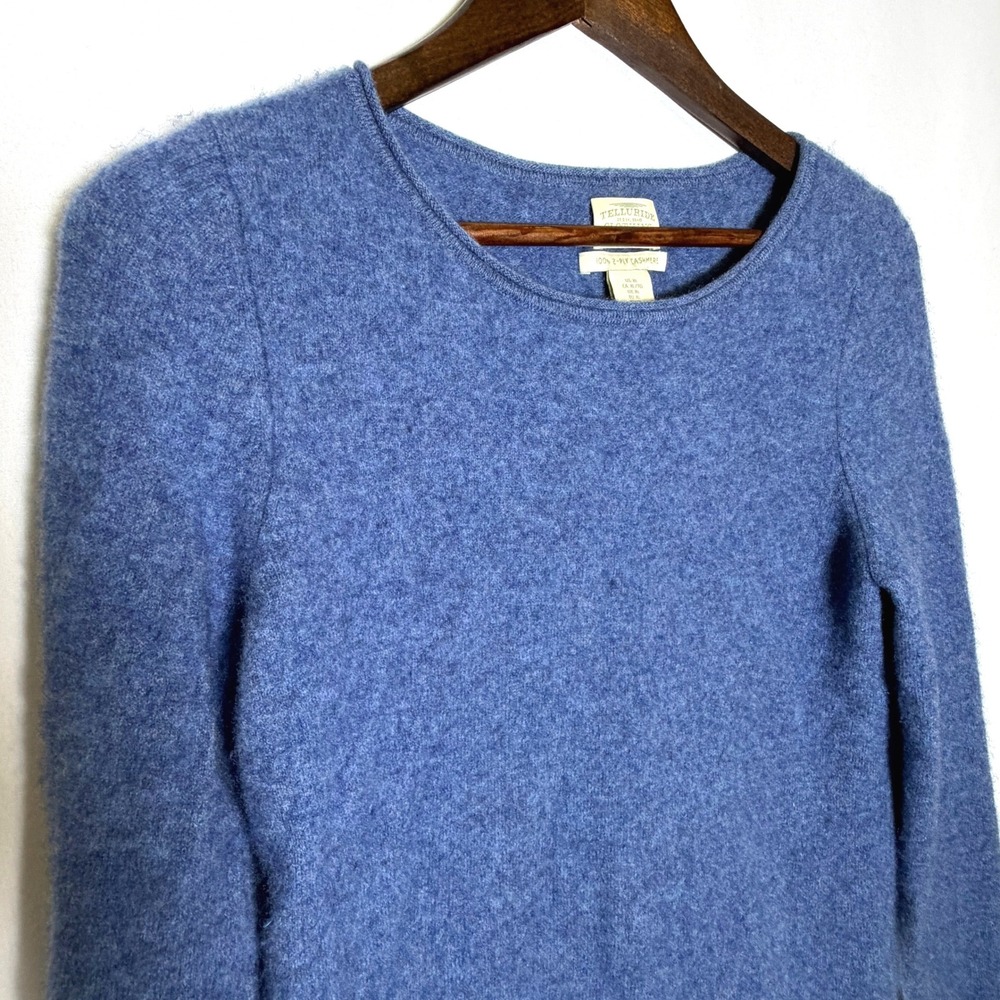 Telluride Clothing Co Blue 100% 2-Ply Cashmere Crew Neck Sweater Womens XL Small